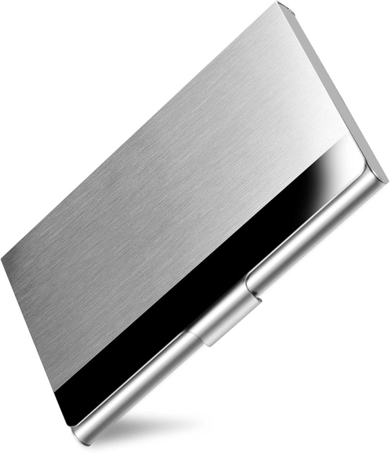 DMFLY Business Card Holder, Slim Business Card Case for Men & Women, Pocket Metal Card Case, Professional Stainless Steel Business Card Holders, Purse Name Card Holder, Buckle Style Shut - Image 1